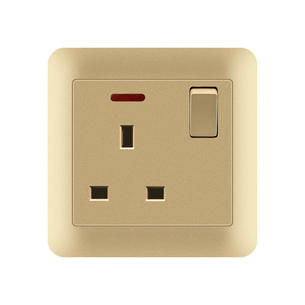 Plastic Socket TH+TJ-UK Socket With Switch With Indicator Light-Gold